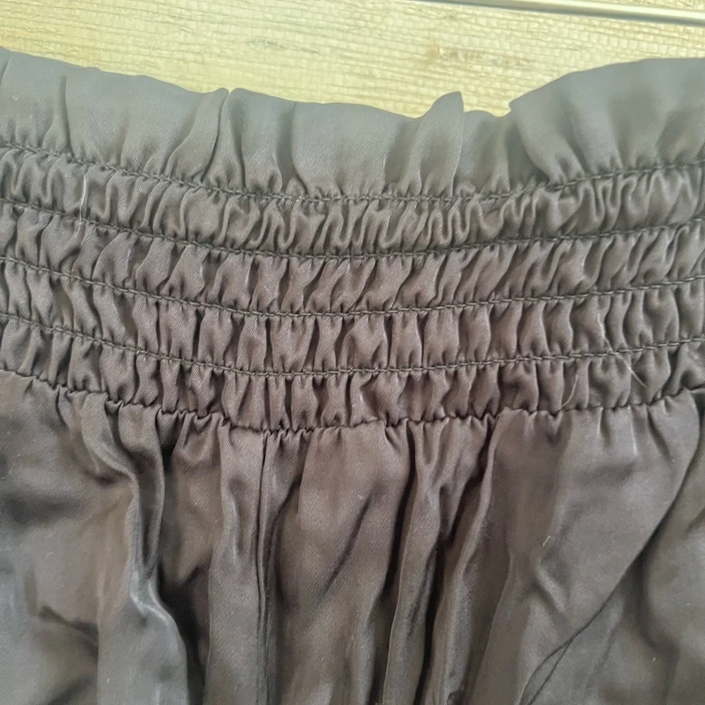 NWT new large Anthropologie black silky ruffle pj shorts embroidered boot dice